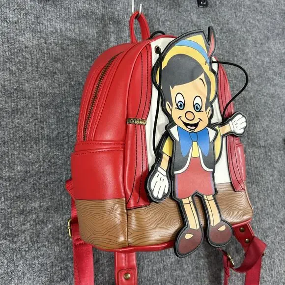 Disney Loungefly Pinocchio Marionette Backpack Red Wishes Do Come True Vacations
